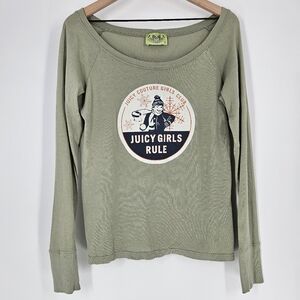 Juicy Couture Vintage 2006 Light Green Juicy Girls Rule Long Sleeve T-shirt